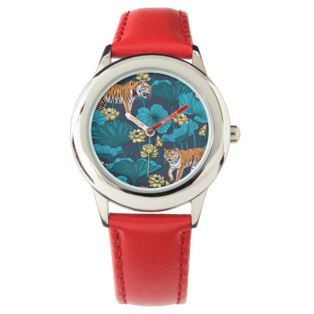 Montre Tigres dans l'étang jaune de lotus (devant)
