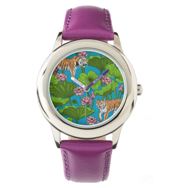 Montre Tigres dans l'étang rose lotus (devant)
