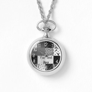 Montre Tissu patchwork noir et blanc vintage
