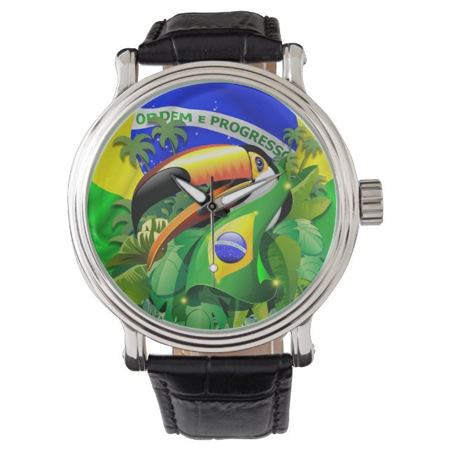 Montre Toco Toucan avec drapeau brésilien (devant)