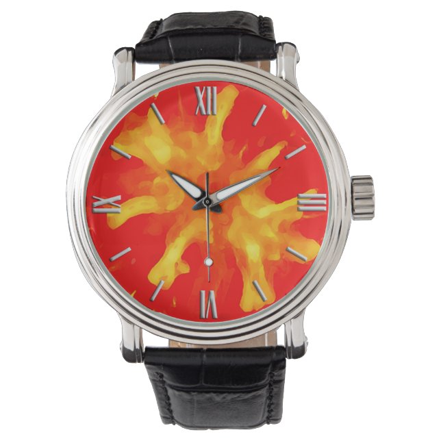 Montre Tomate de pop art rouge flamboyant (devant)