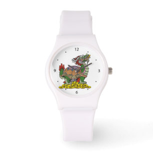 Montre Tortue à tête de dragon assise sur beaucoup de piè