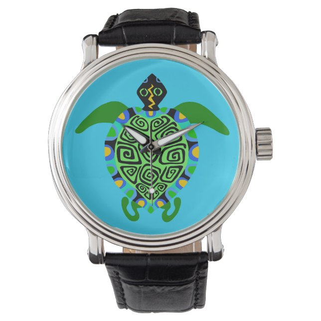 Montre TORTUE de mer animale en péril - Faune - Aqua - (devant)