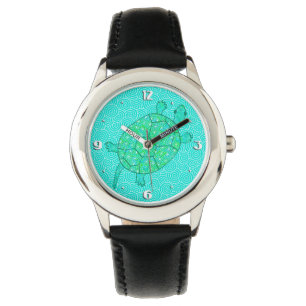 Montre Tortue tourbée arabesque - nuances de vert