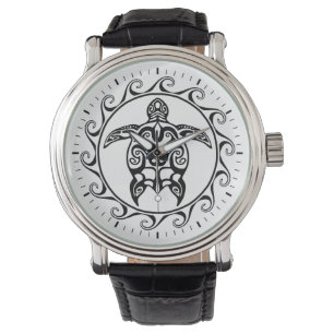 Montre Tortue tribale noire