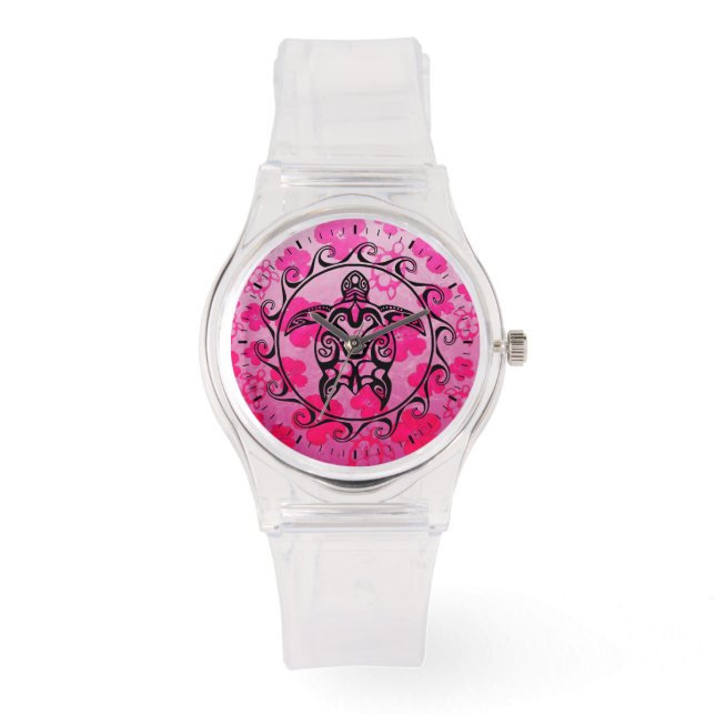 Montre Tortue tribale noire (Recto)