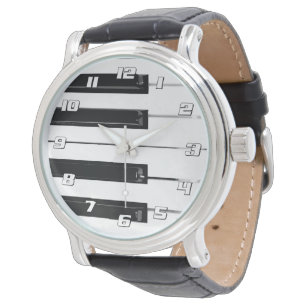 Montre Touches de Clavier de Piano Noir Blanc Réaliste