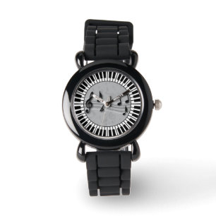 Montre Touches de piano circulaires avec centre de notes 