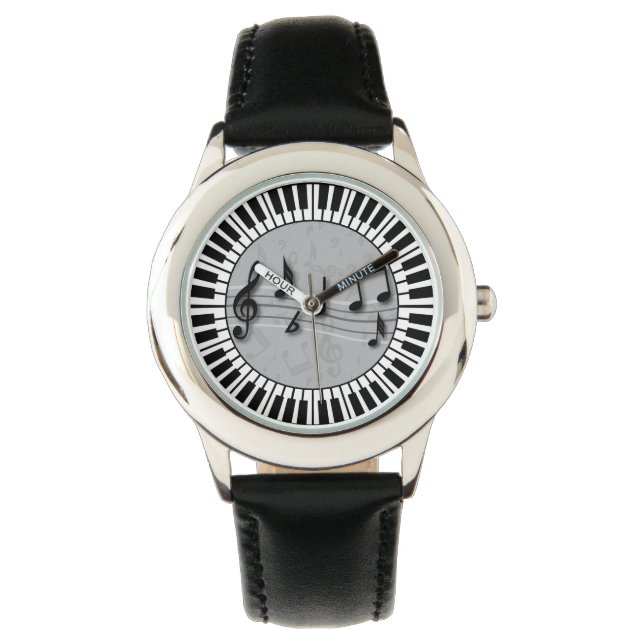 Montre Touches de piano circulaires avec centre de notes  (devant)