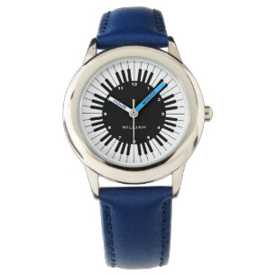 Montre Touches de piano noir et blanc avec nom personnali