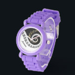 Montre Touches de piano personnalisables et notes de musi<br><div class="desc">Personnalisé Design musical inhabituel avec touches de piano tourbillonnantes avec notes de musique dorée qui sortent du centre des touches. Cette conception ferait le cadeau parfait pour les amateurs de piano et est disponible sur une collection de cadeaux et de produits en papier.</div>