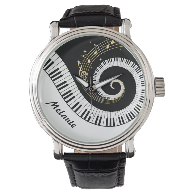 Montre Touches de piano personnalisables et notes de musi (devant)