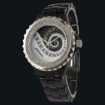 Montre Touches de piano personnalisables et notes de musi<br><div class="desc">Personnalisé Design musical inhabituel avec touches de piano tourbillonnantes avec notes de musique dorée qui sortent du centre des touches. Ce design ferait le cadeau parfait pour les amateurs de piano et est disponible sur une collection de cadeaux et de produits en papier. sgb01</div>
