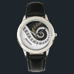Montre Touches de piano personnalisables et notes de musi<br><div class="desc">Personnalisé Design musical inhabituel avec touches de piano tourbillonnantes avec notes de musique dorée qui sortent du centre des touches. Ce design ferait le cadeau parfait pour les amateurs de piano et est disponible sur une collection de cadeaux et de produits en papier. sgb01</div>