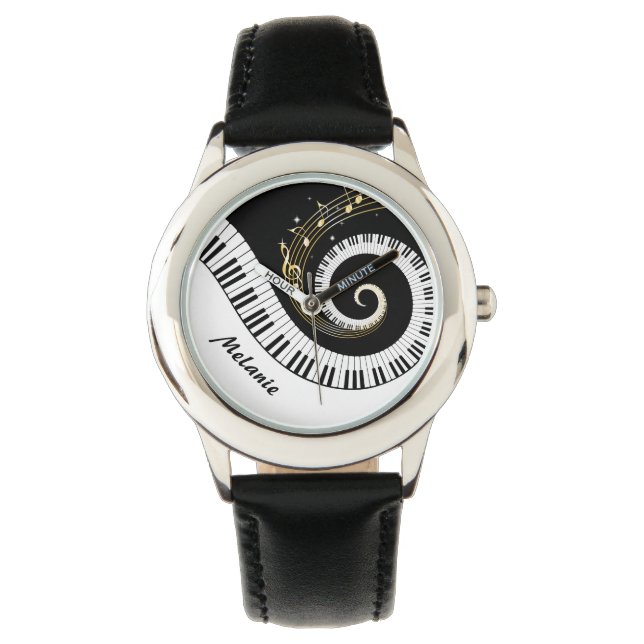 Montre Touches de piano personnalisables et notes de musi (devant)