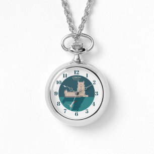 Montre Tour de Belem de Lisbonne dans le style poster vin