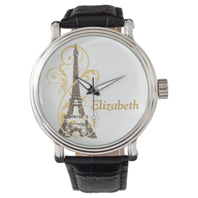 Montre Tour Eiffel et manuscrits (devant)
