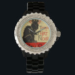 Montre Tournée du Conversation Noir Art Nouveau<br><div class="desc">En 1896,  le poster vintage de Théophile Steinlen annonce une tournée dans d'autres villes ("à venir") de la troupe de cabarets du Conversation Noir. numériquement restauré et amélioré pour l'impression.</div>