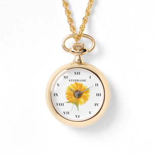 Montre Tournesol Aquarelle Jaune Floral Moderne