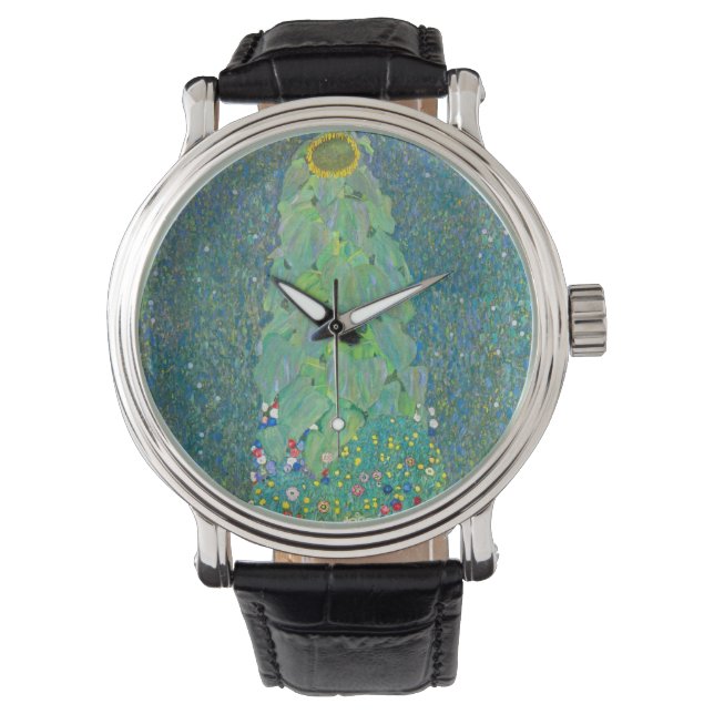 Montre Tournesol de Klimt, Fleurs Vintages Art Nouveau (devant)