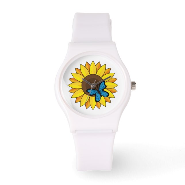 Montre Tournesol et papillon bleu (Recto)