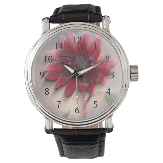 Montre Tournesol hybride soufflant dans le vent (devant)