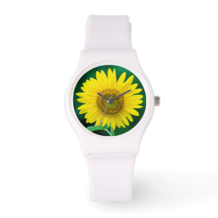 Montre Tournesol jaune géant en observation d'été