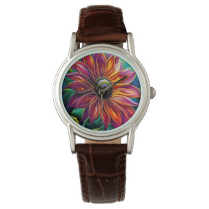 Montre Tournesol rouge et doré