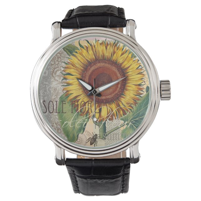Montre Tournesol Vintage Damas Fleur Art (devant)