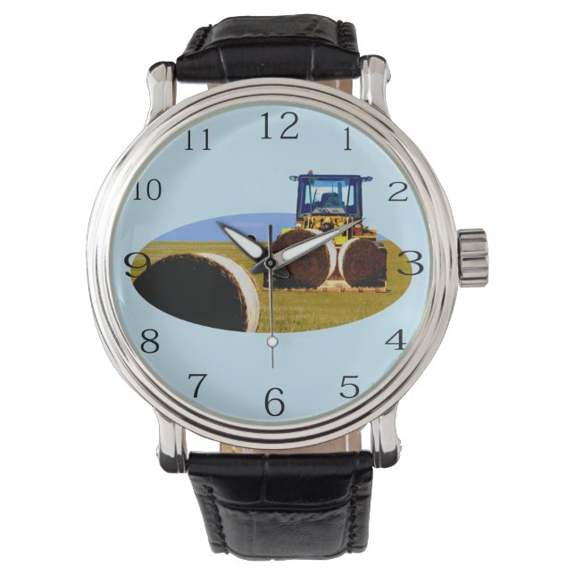 Montre Tracteur Avec Peinture À L'Huile De Balles De Foin (devant)