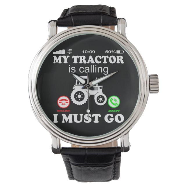Montre Tractor Machine appelle Funny dire pour le fermier (devant)
