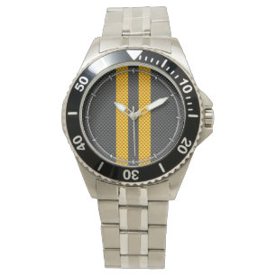 Montre Traffic yellow racing stripes carbon style fiber