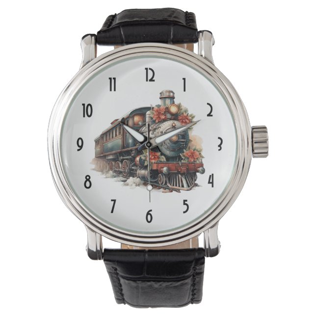 Montre Train à vapeur vintage Noël traditionnel (devant)
