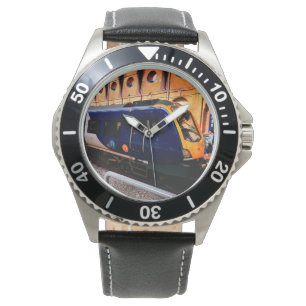 Montre Train jaune et bleu