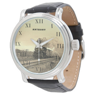 Montre Train Locomotive vintage Anniversaire Black Gold