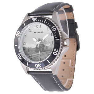 Montre Train Locomotive vintage Anniversaire Voyage noir