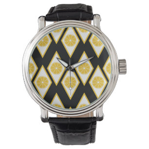 Montre Tranches d'agrume dans le motif moderne de diamant
