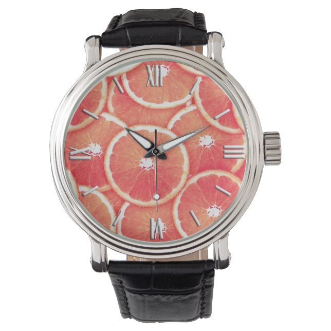 Montre Tranches de pamplemousse rose (devant)