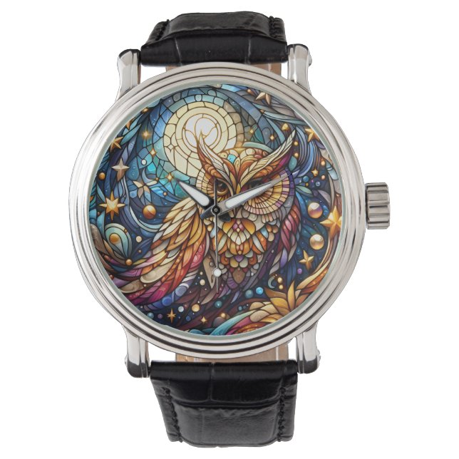 Montre Tranquillité en verre Une fenêtre en verre floral (devant)