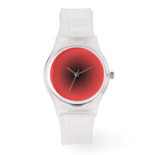 Montre Transparent moderne avec cadran rouge noir et cora