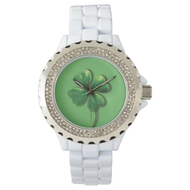 Montre Trèfle irlandais vert moderne (devant)