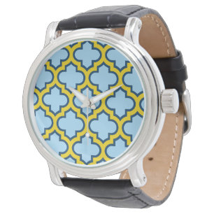Montre Trellis, Réseau, Quatrefeuilles Bleu et Jaune