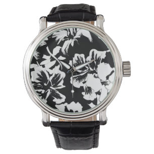 Montre Trendy Tropical Abstrait B&W Floral Pattern Watch