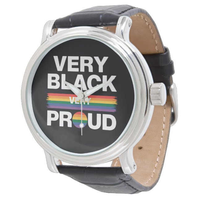 Montre Très Noir Très Fier Gay pride noir LGBT Pride (Incliné)