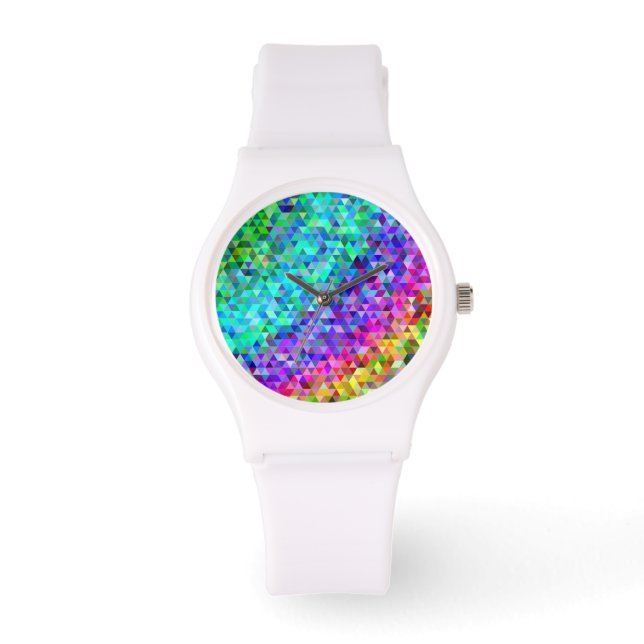 Montre Triangle mosaïque arc-en-ciel (Recto)
