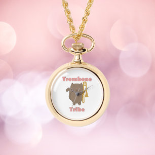 Montre Tribu du Trombone Chat Brun Lettres Roses