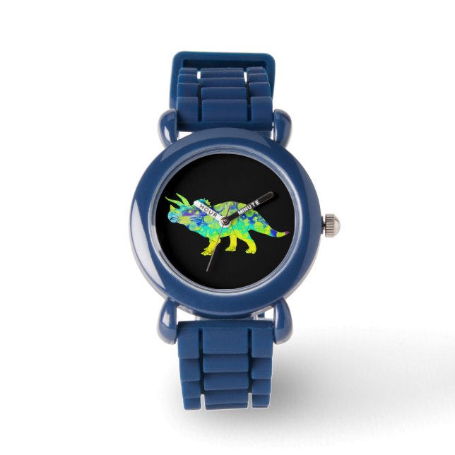 Montre Tricératops colorés Dinosaure Jurassique Funky Art (Recto)