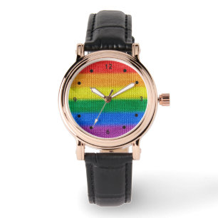 Montre Tricot drapeau arc-en-ciel rayonne motif sans fail