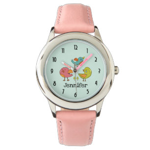 Montre Trio d'oiseaux Whimsical colorés et mignons