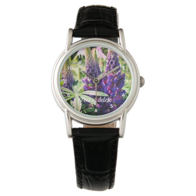 Montre Trio Fleur Lupine Violet Personnalisé (devant)